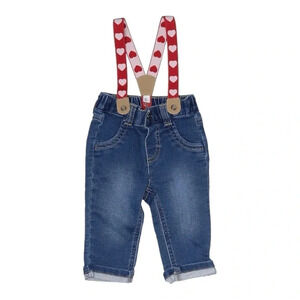NWOT Cat And Jack Baby Valentine's Jeans With Suspenders Size 0-3m